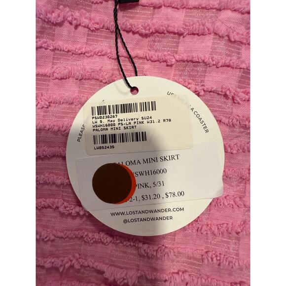 Lost Wander Paloma Pink Textured Puff Sleeve Top & Mini Skirt Set Small Brunch - Picture 7 of 13